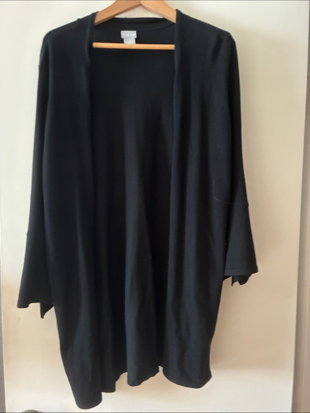 Chico's Black Open-Front Draped Cardigan